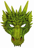 New Green Dragon Adult Dinosaur Latex Half Mask 79488 by HalloweenStore.com