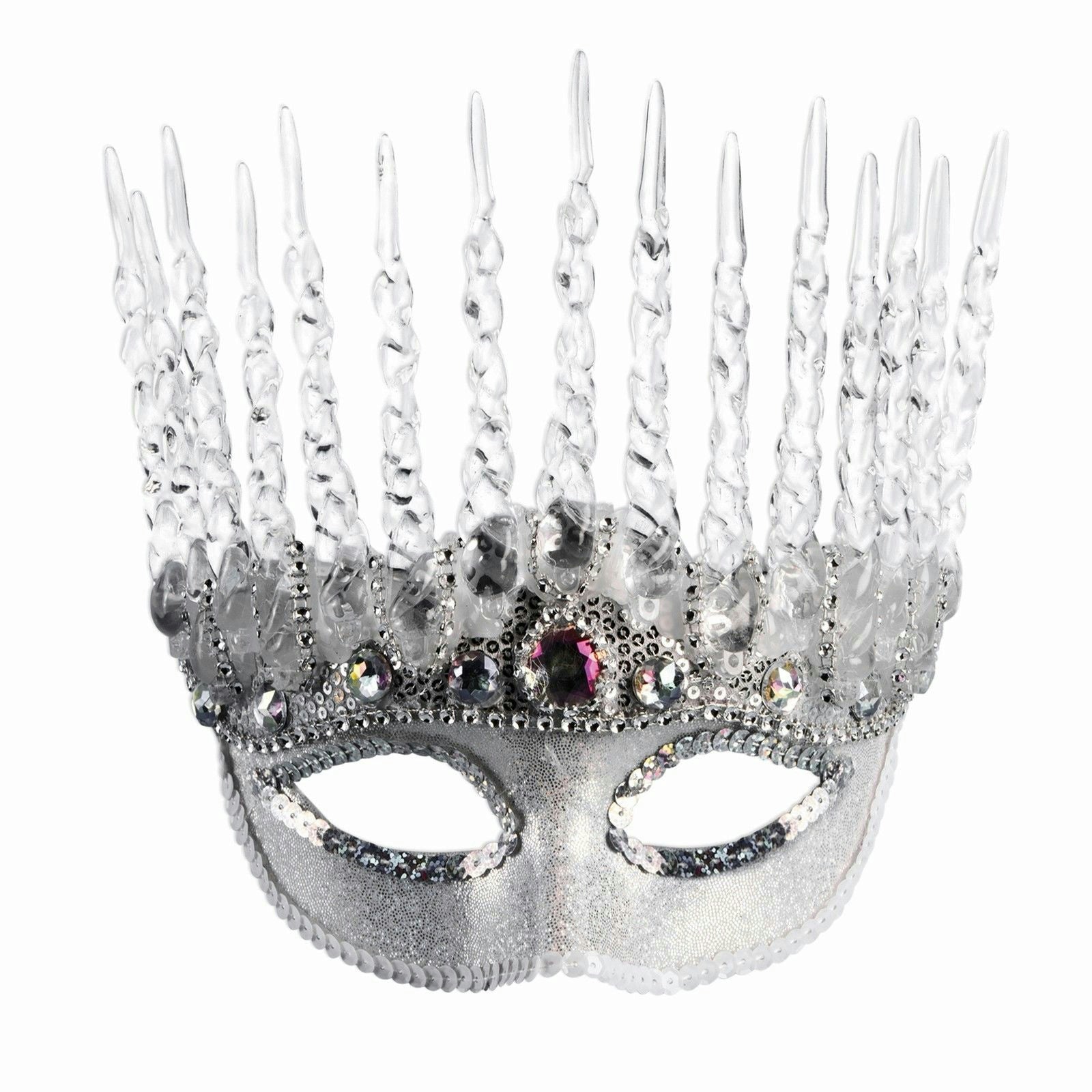 White Silver Ice Queen Mask Winter Frozen Snow Princess Icicle Costume Accessory by HalloweenStore.com