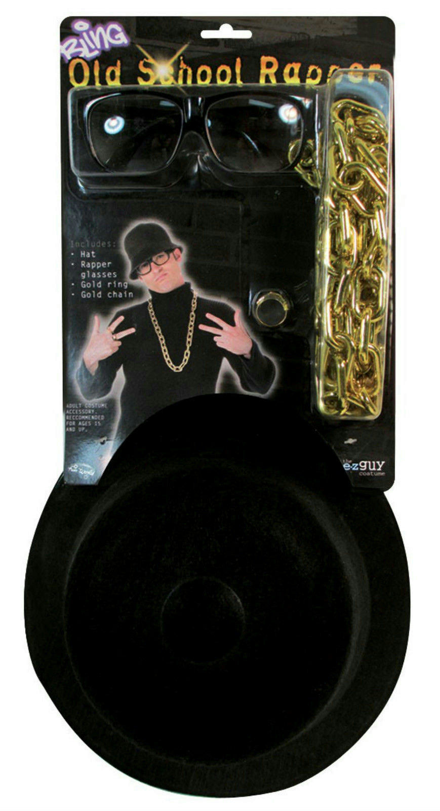 Adult 1980s Old School Rapper Halloween Costume Accessory Kit Run DMC Hip Hop by HalloweenStore.com