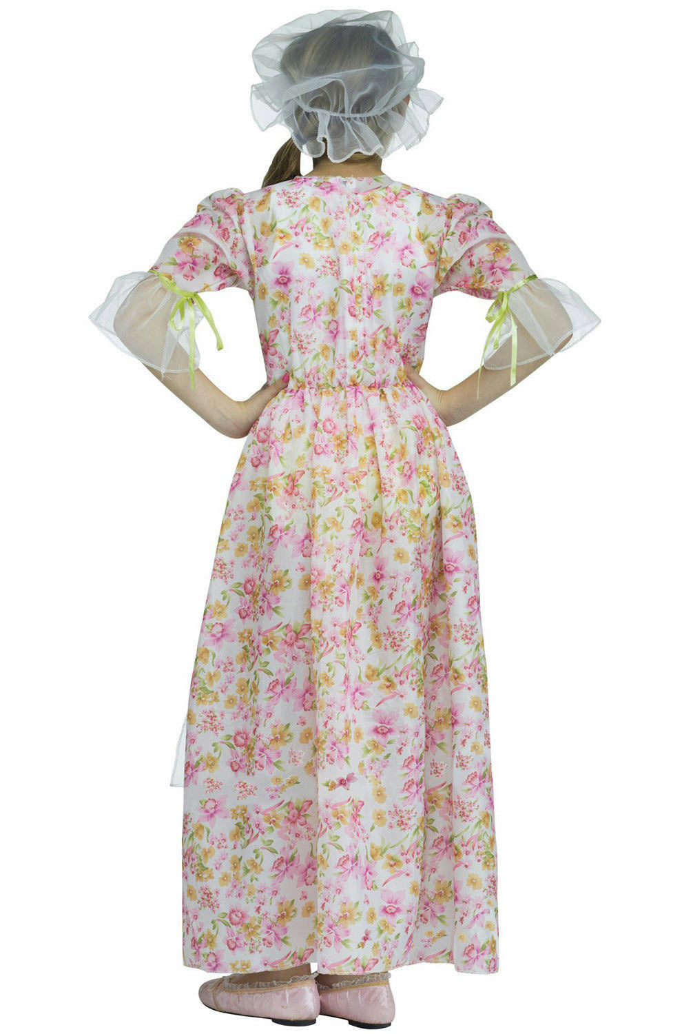 Fun World Girl's Colonial Lady Floral Dress Hat Child Costume Size Large 12-14 by HalloweenStore.com