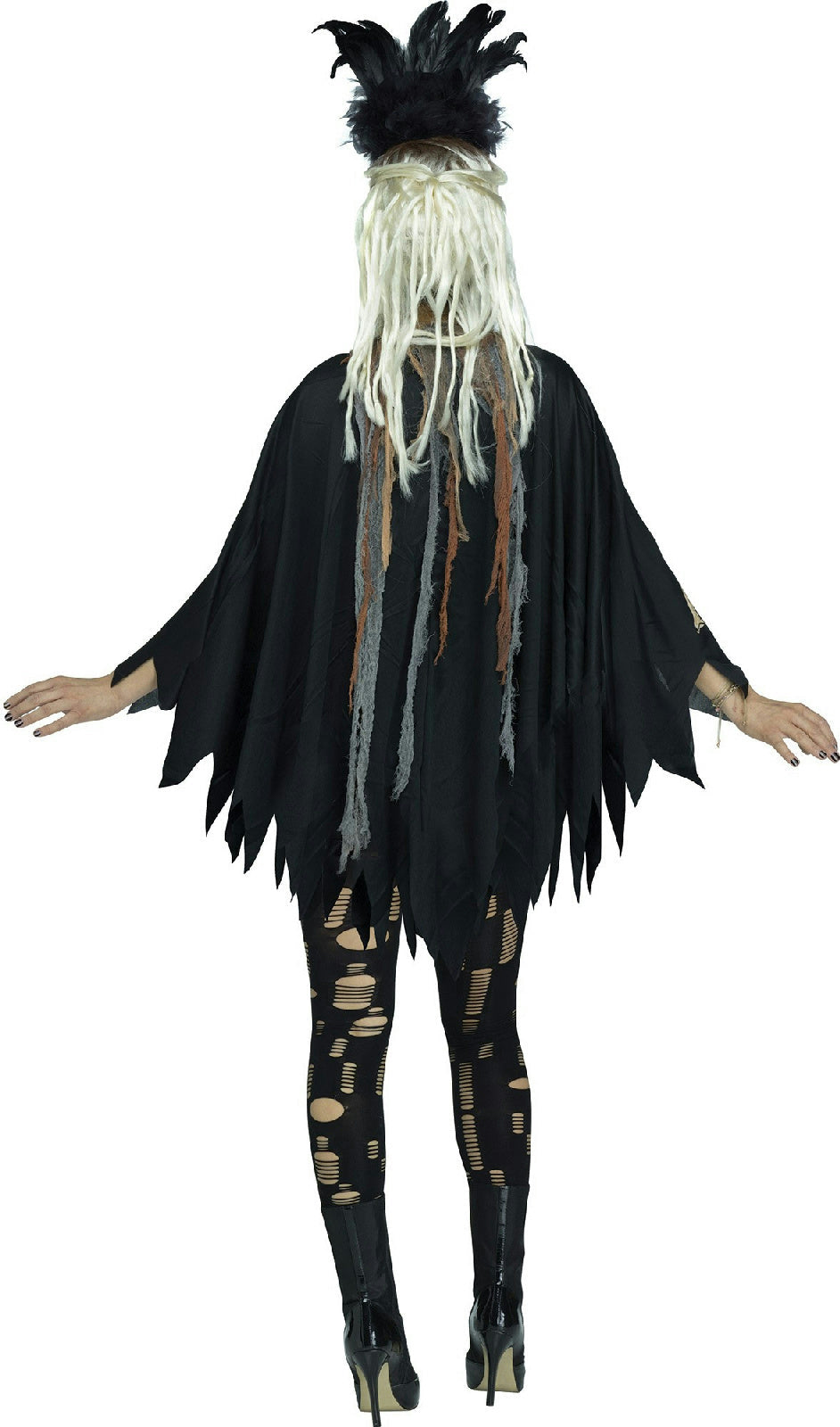 Voodoo Priestess Skeleton Print Poncho Costume Accessory by HalloweenStore.com