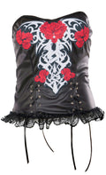 Black White Red Rose and Bone Bustier Costume Accessory by HalloweenStore.com