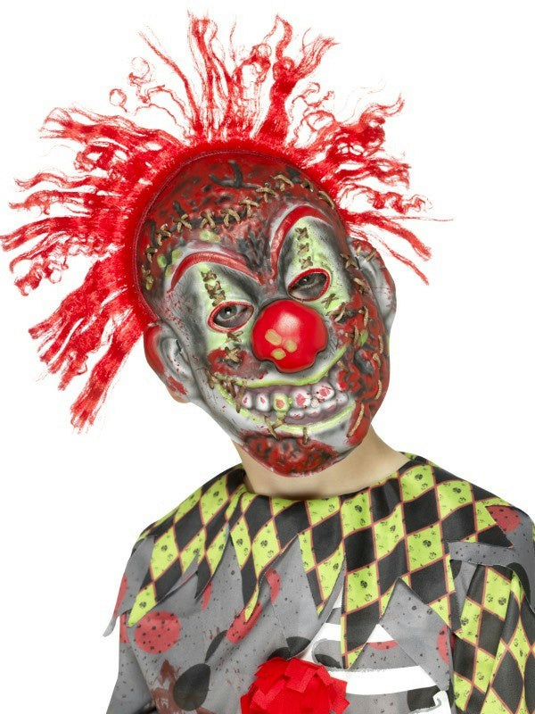 Smiffy's Child Twisted Clown EVA Halloween Costume Mask with Crazy Red Hair by HalloweenStore.com
