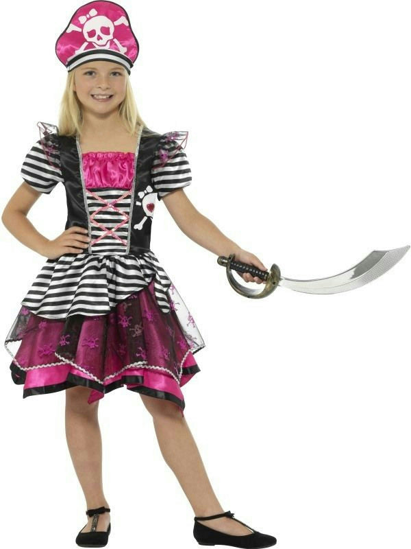 Smiffy's Girls Perfect Pirate Girl Fancy Dress Child Costume Sz Large Pink Black by HalloweenStore.com