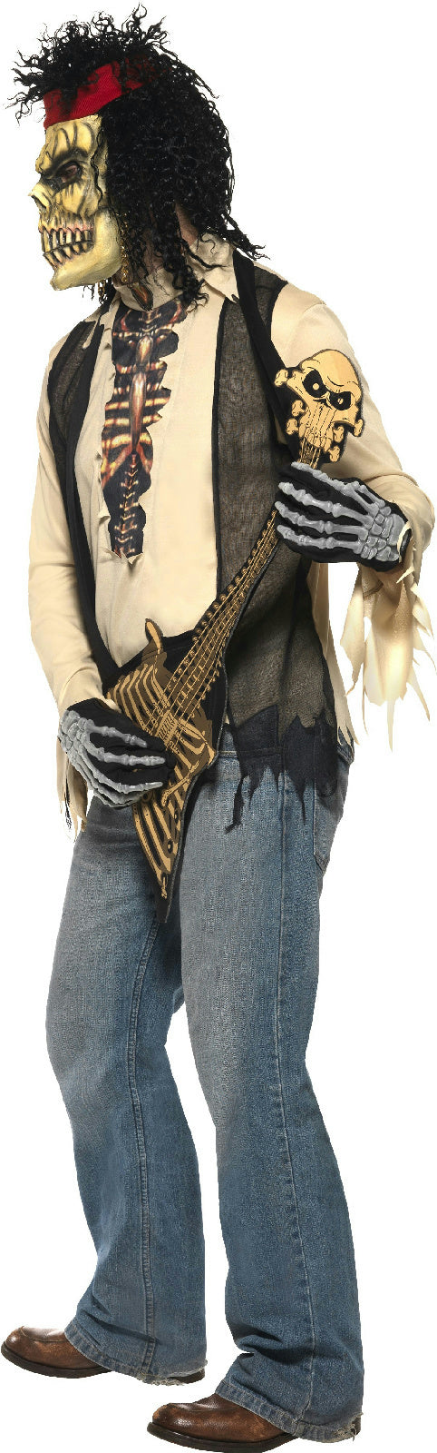 Zombie Rocker Skeleton Adult Dad Costume Bone Guitar and Mask Medium by HalloweenStore.com
