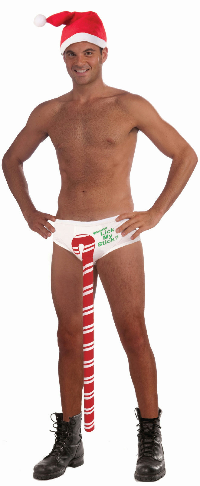 Forum Men's Novelty Christmas Candy Cane Wanna Lick My Stick Stud Undies Gag by HalloweenStore.com