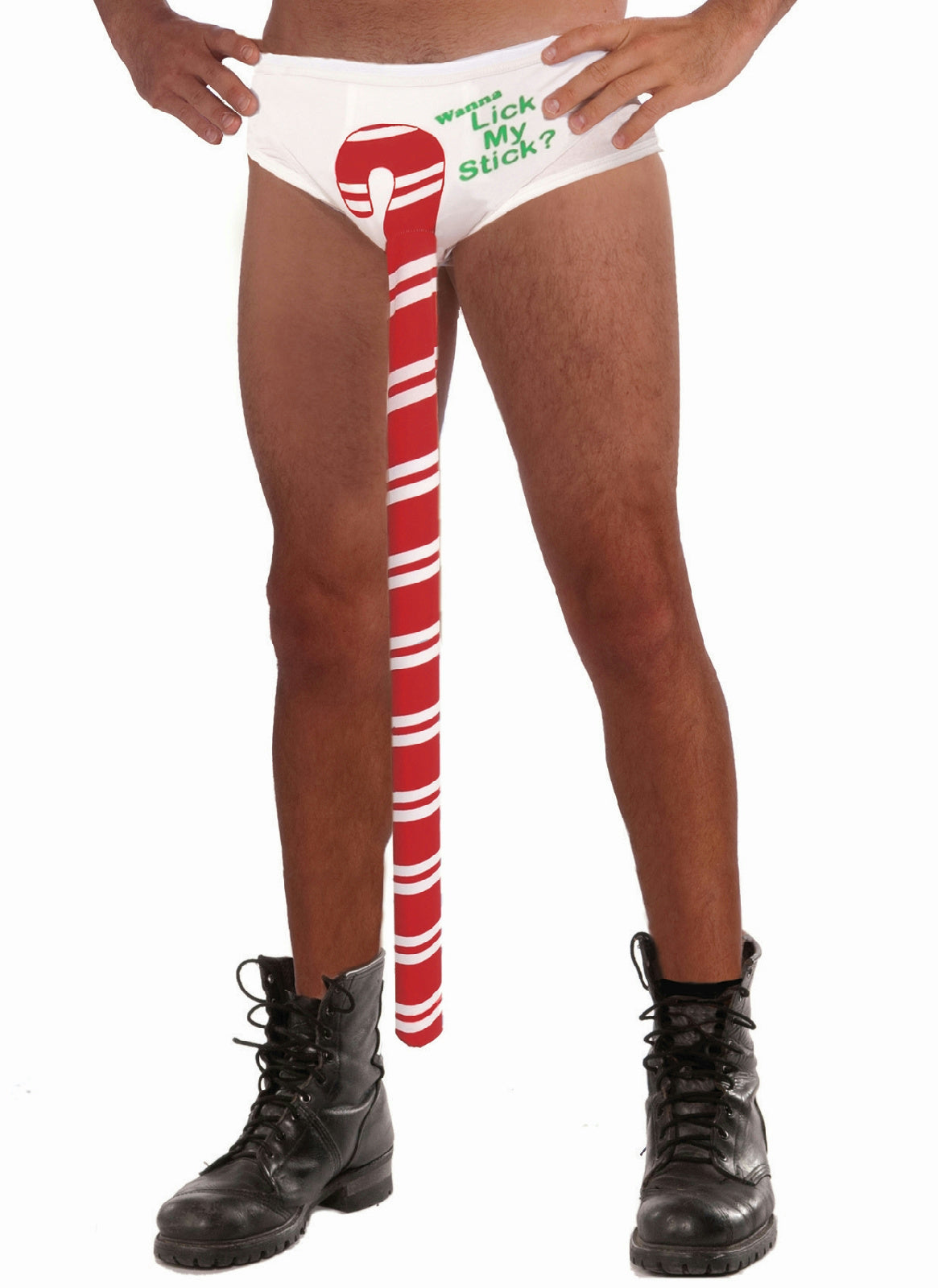 Forum Men's Novelty Christmas Candy Cane Wanna Lick My Stick Stud Undies Gag by HalloweenStore.com