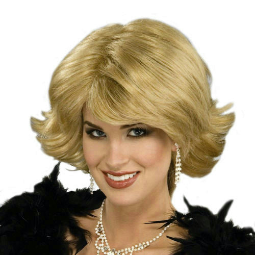 Celebutante Short Flippy Blonde Glamorous Diva Wig with Bangs by HalloweenStore.com