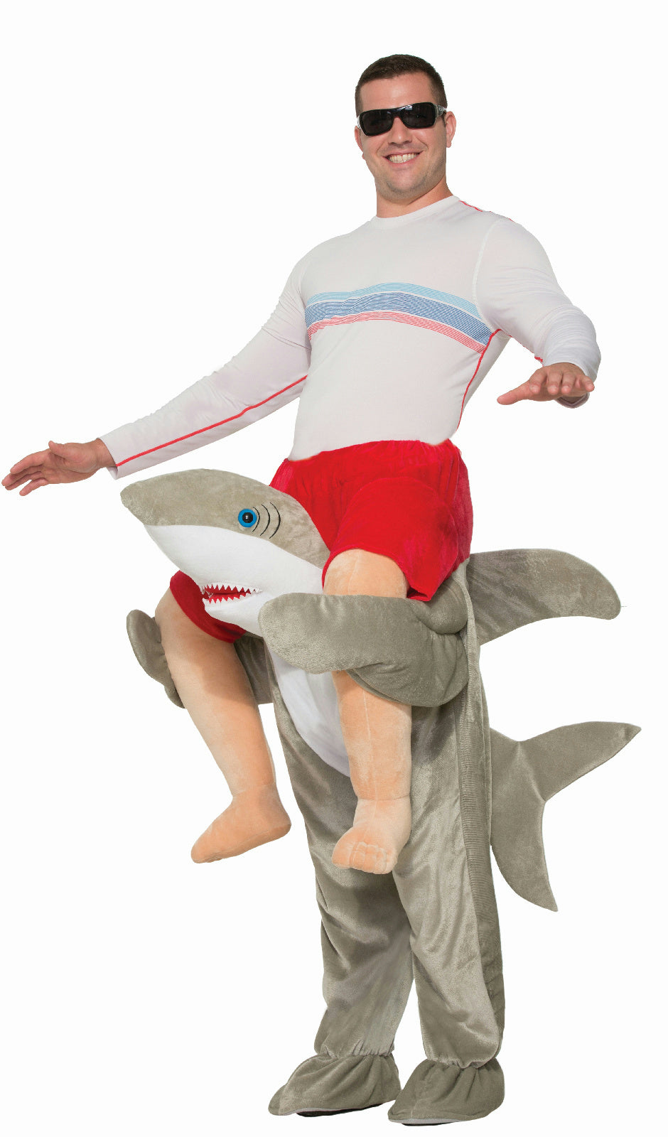 Ride a Shark Funny Adult Shoulder Rider Costume by HalloweenStore.com