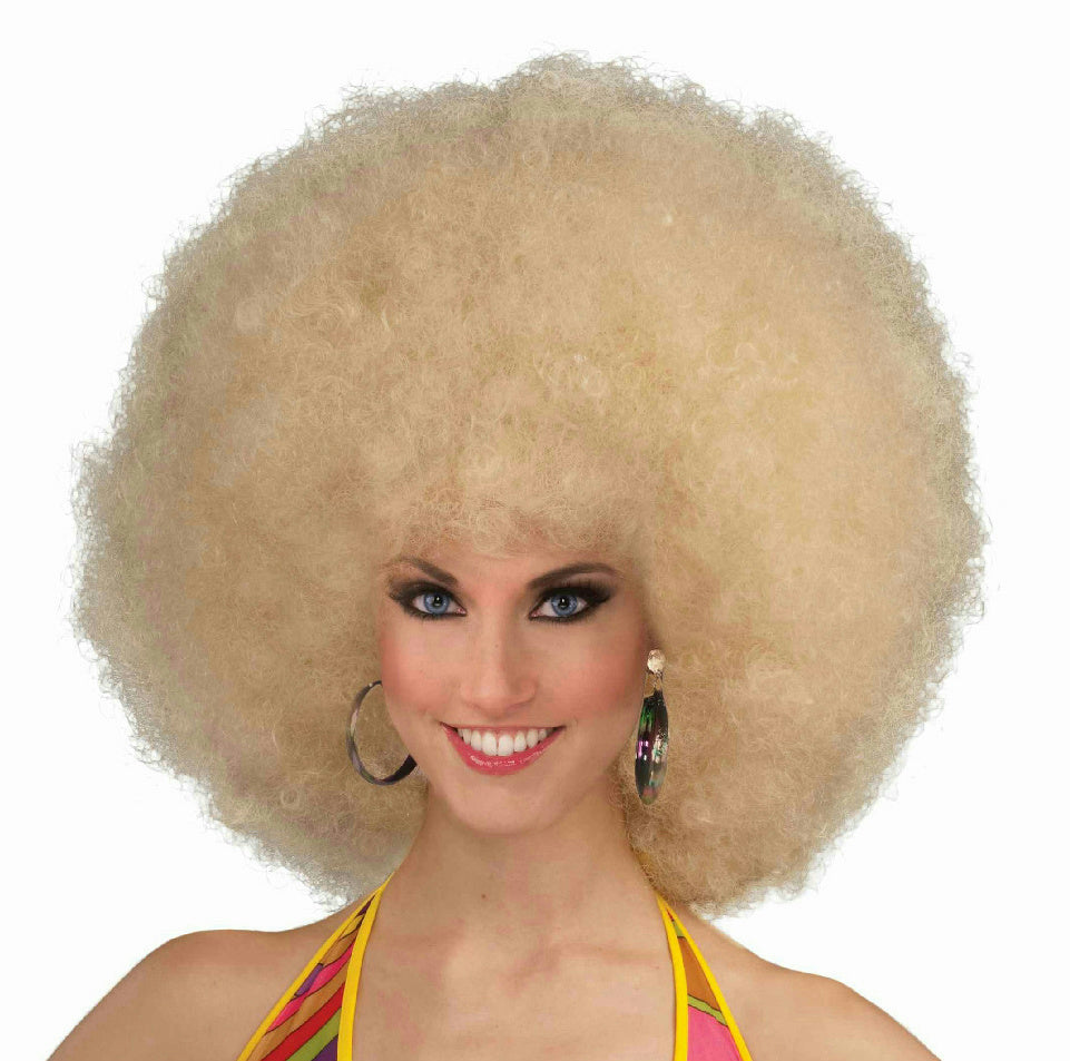 Blonde Deluxe Mega Afro Fro Wig by HalloweenStore.com