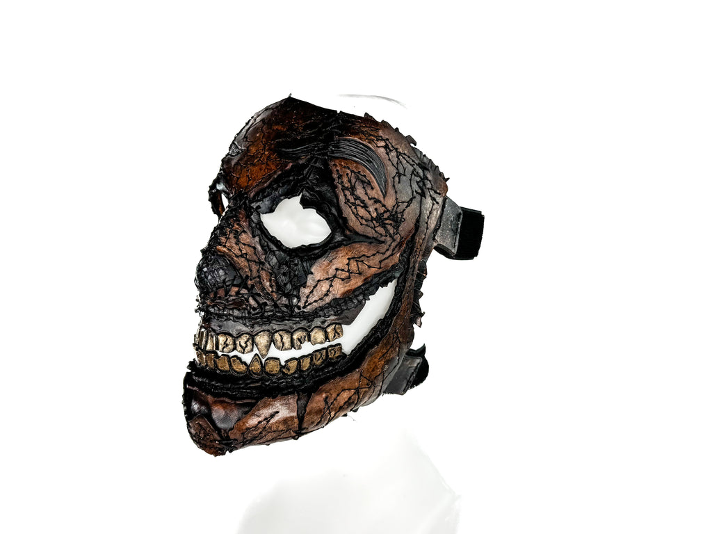 Genuine Leather Mask - GigaMyme Leatherface Edition - Handmade Mime Full Face Cover for Halloween, Performance or Cosplay Costume by Rockwell Masks