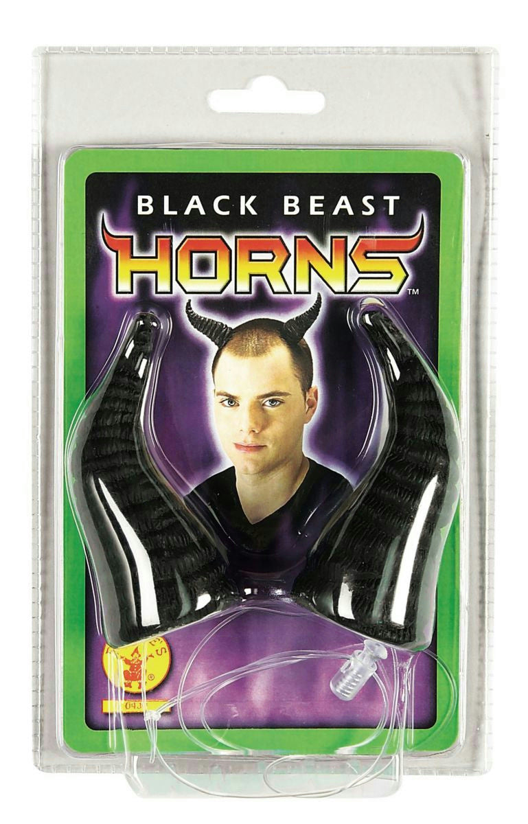 Black Beast Horns Demon Devil Costume Accessory by HalloweenStore.com
