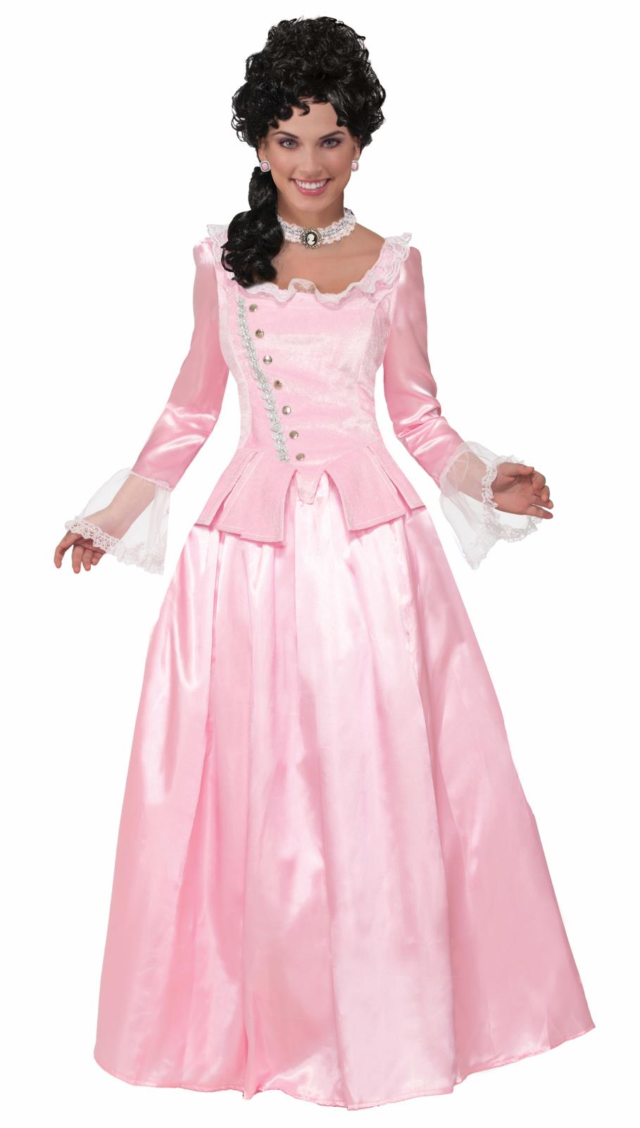 Colonial Maiden Pink Elegant Corset Adult Costume Dress by HalloweenStore.com