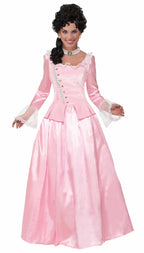 Colonial Maiden Pink Elegant Corset Adult Costume Dress by HalloweenStore.com
