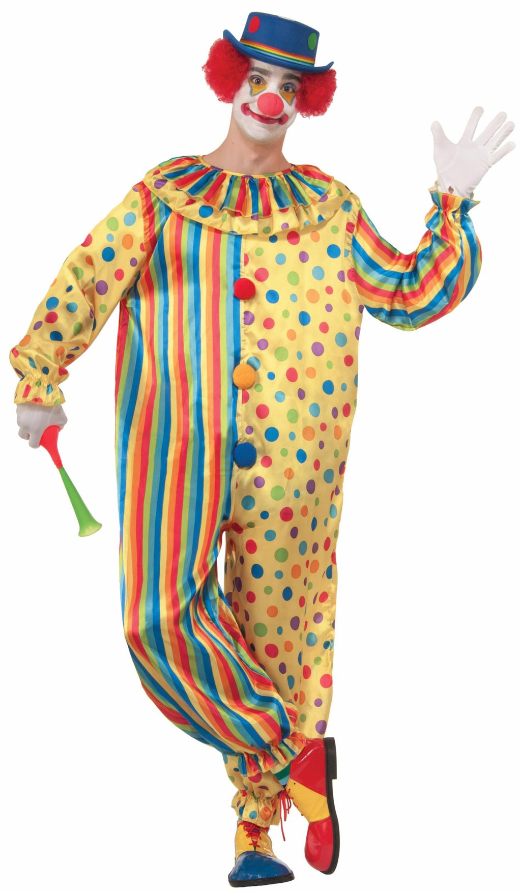 Spots the Clown Adult Polka Dot Striped Jumpsuit Standard Size by HalloweenStore.com