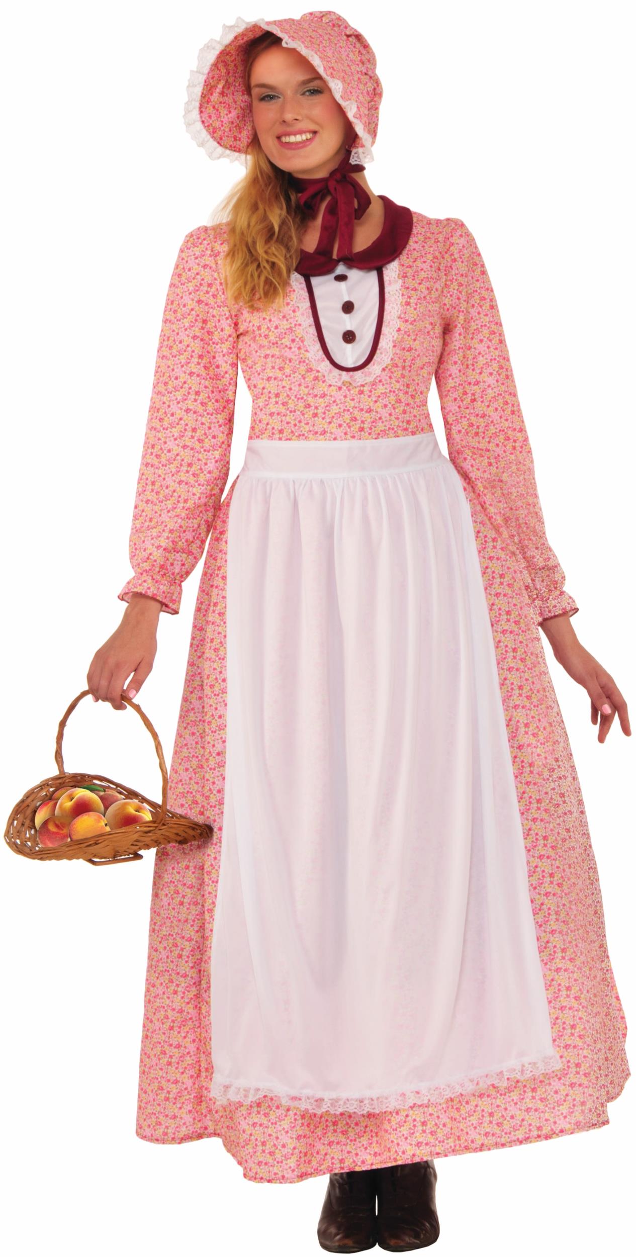 Pioneer Woman Dress and Bonnet Adult Costume by HalloweenStore.com