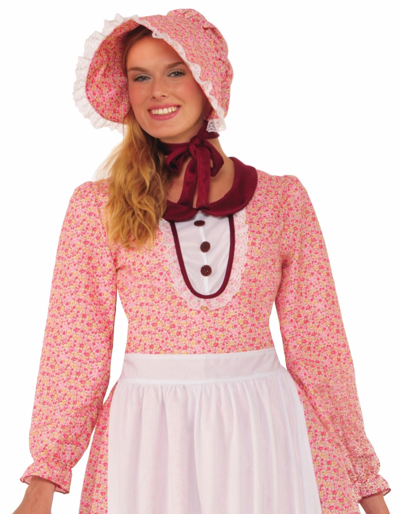 Pioneer Woman Dress and Bonnet Adult Costume by HalloweenStore.com