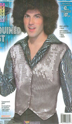 Silver Sequin Vest Adult Dazzle Dapper Accessory 1980s Up to Size 42 by HalloweenStore.com