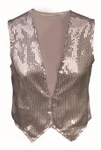Silver Sequin Vest Adult Dazzle Dapper Accessory 1980s Up to Size 42 by HalloweenStore.com