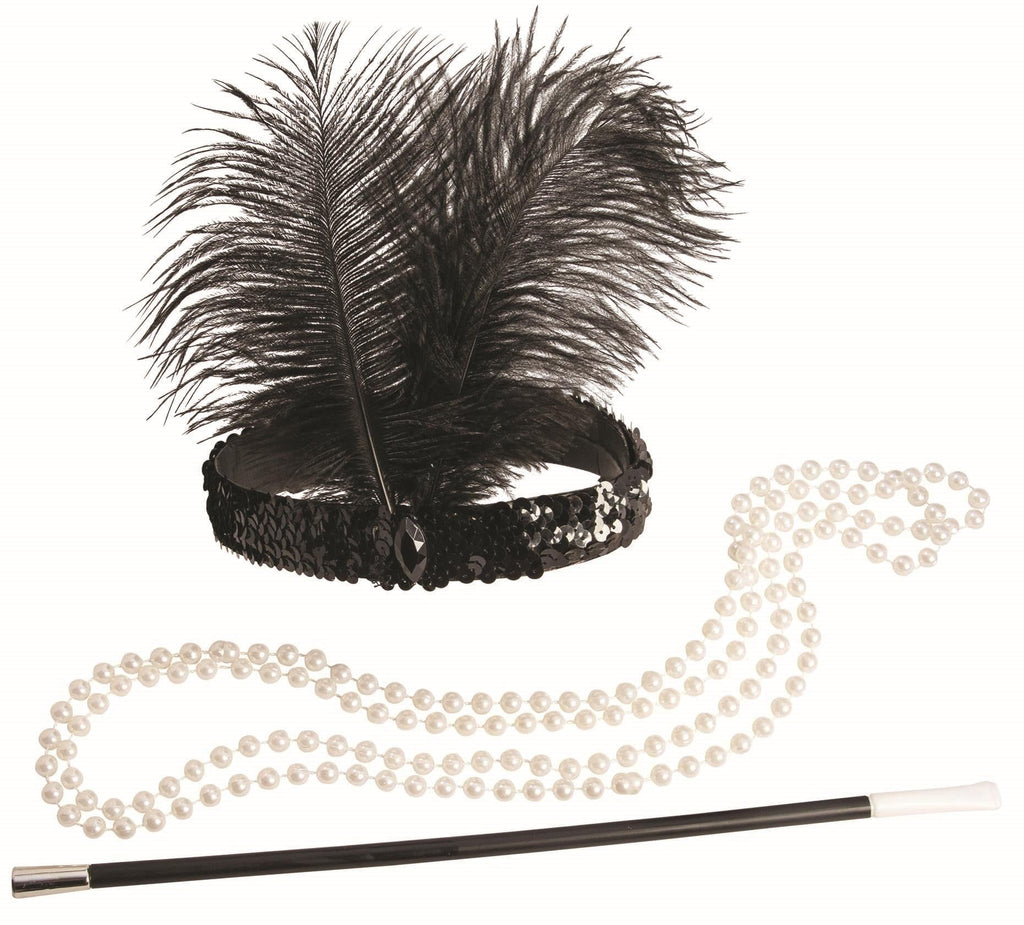 Roaring 20s Flapper Kit Headband, Necklace and Cigarette Holder by HalloweenStore.com