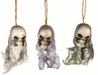 3 Bloody Hanging Skulls with Mesh Netting Hoods by HalloweenStore.com