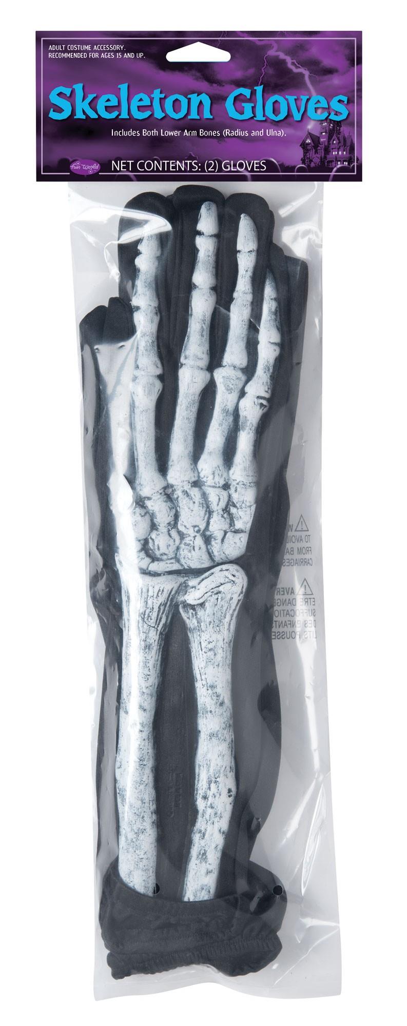 Fun World Skeleton Glove And Wrist Bone Adult Gloves by HalloweenStore.com