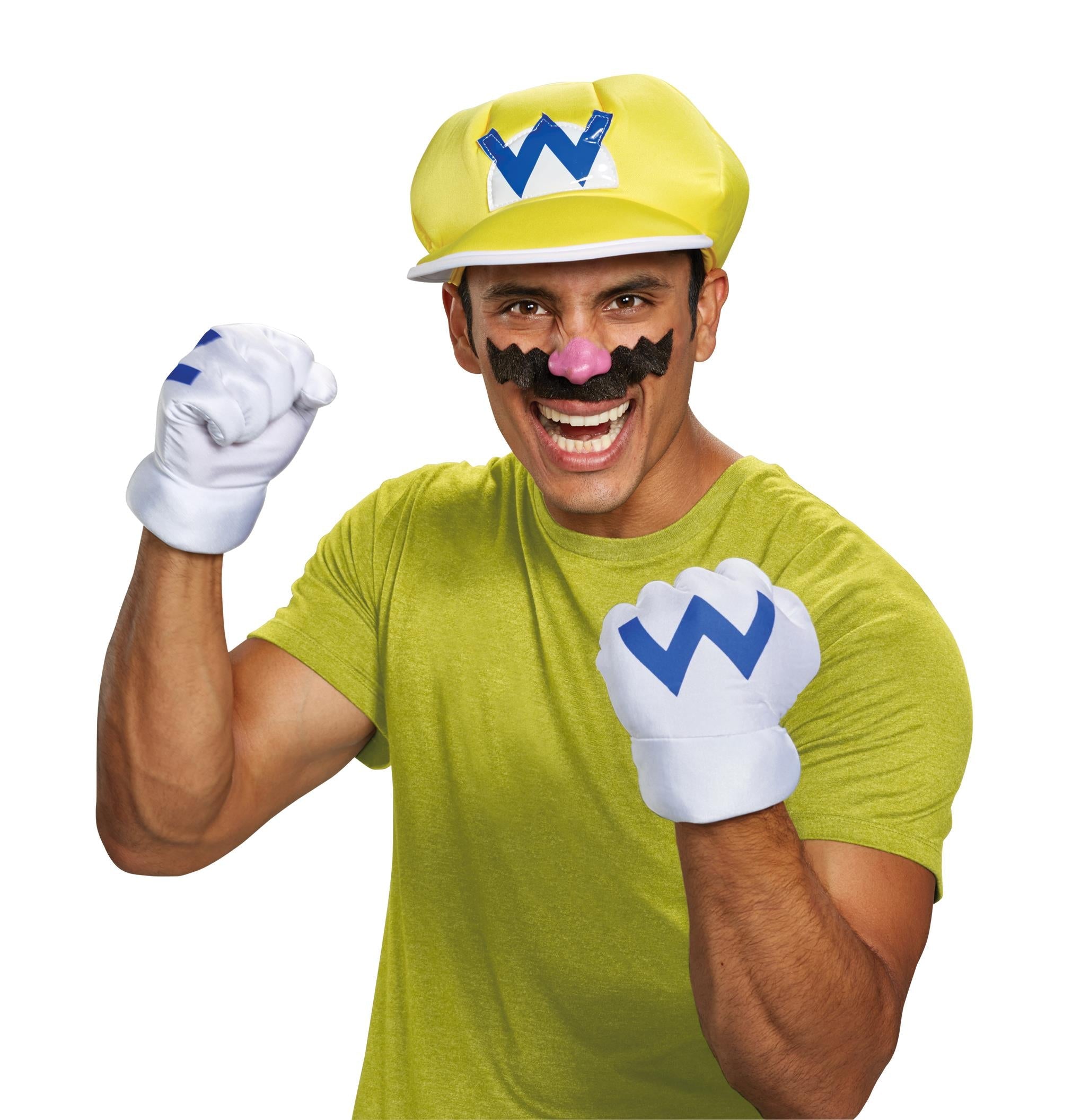 Disguise Super Mario Bros. Wario Adult Costume Kit One Size Gloves Hat Mustache by HalloweenStore.com