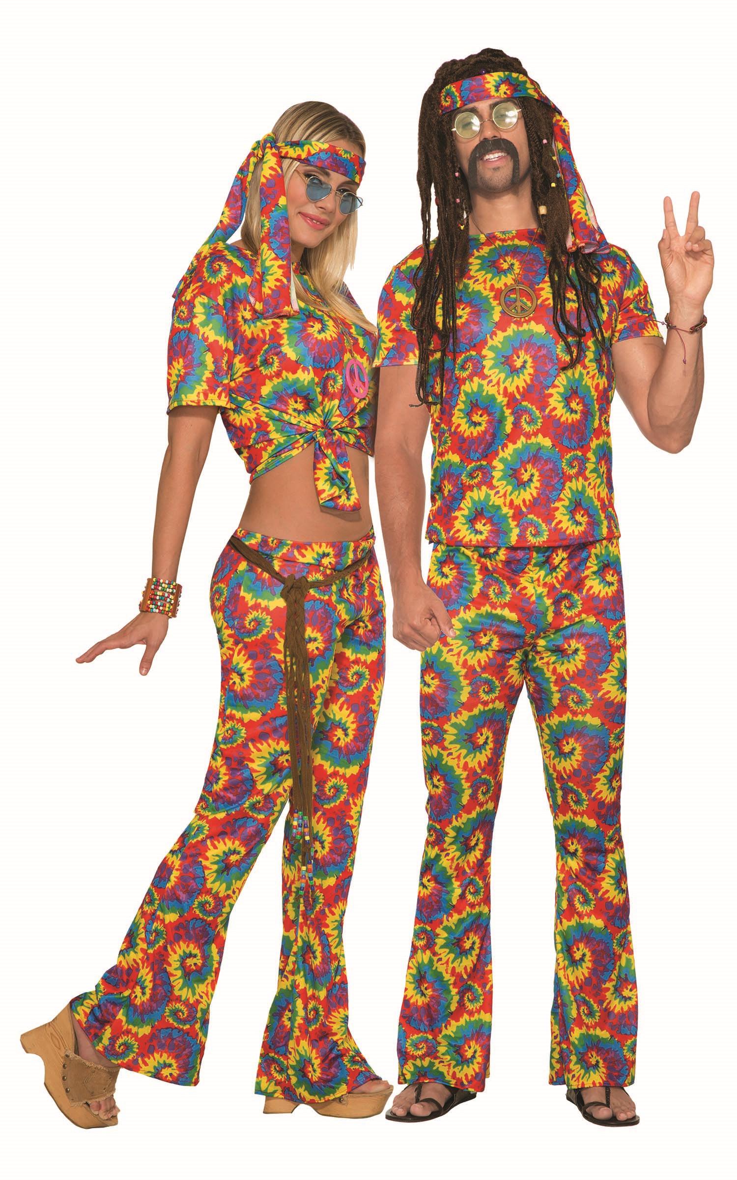 Tie Dye Far Out Hippie Unisex Adult Shirt and Pants Costume by HalloweenStore.com