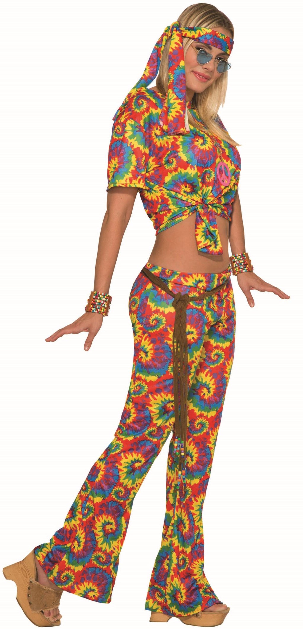 Tie Dye Far Out Hippie Unisex Adult Shirt and Pants Costume by HalloweenStore.com
