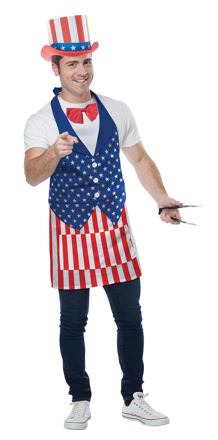 Red, White and Blue 4th of July American Patriotic Apron by HalloweenStore.com