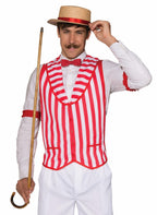 Barber Shop Quartet Red and White Striped Costume Vest Standard Size by HalloweenStore.com
