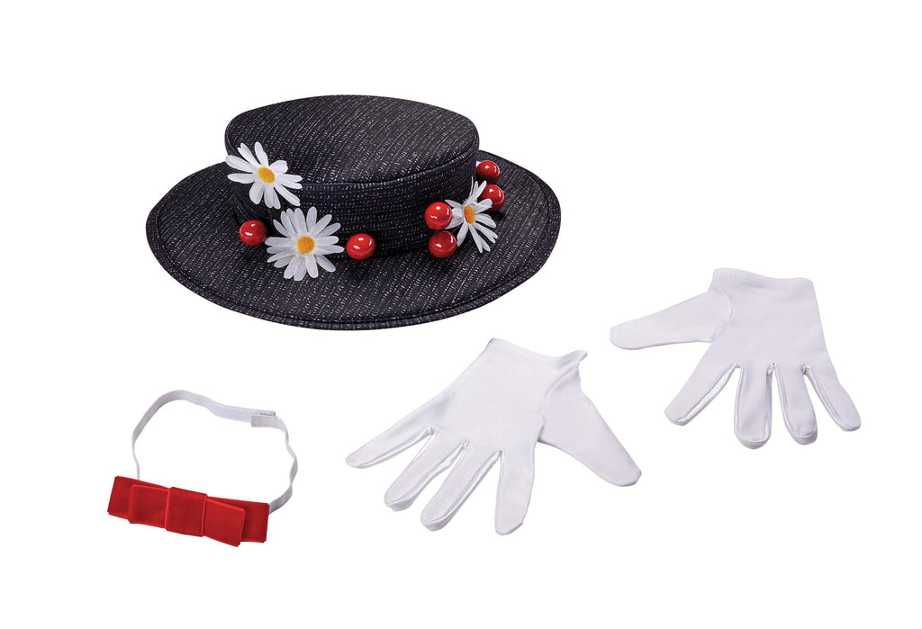 Mary Poppins Disney Adult Accessory Costume Kit Hat, Gloves and Bow Tie by HalloweenStore.com
