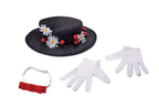 Mary Poppins Disney Adult Accessory Costume Kit Hat, Gloves and Bow Tie by HalloweenStore.com