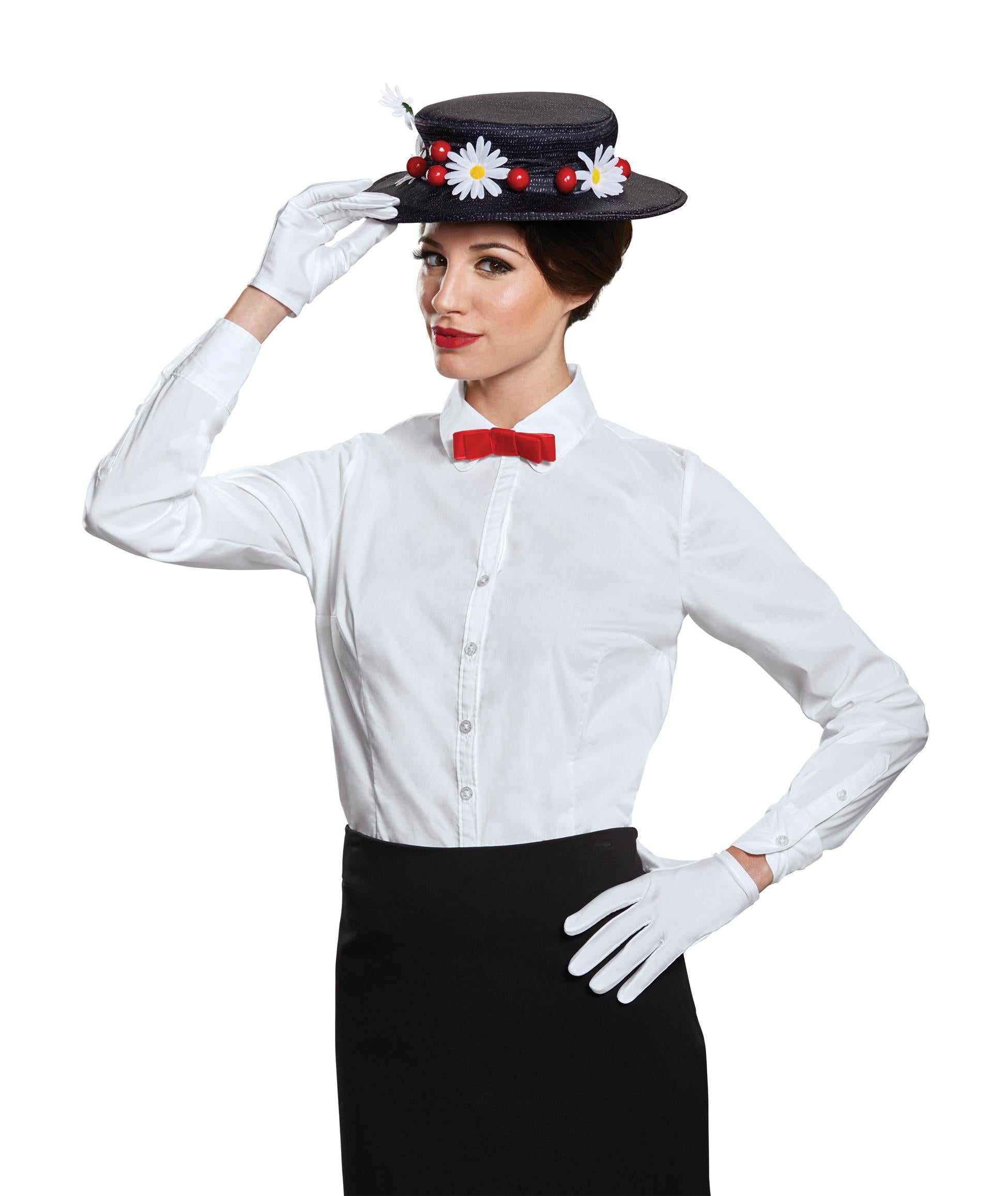 Mary Poppins Disney Adult Accessory Costume Kit Hat, Gloves and Bow Tie by HalloweenStore.com