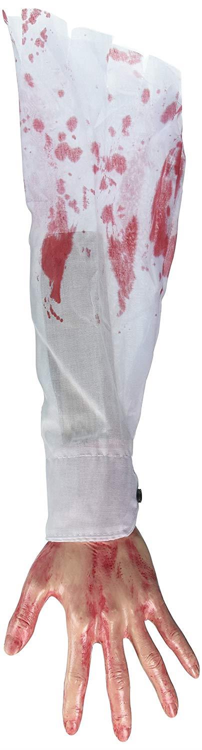 Bloody Hand and Arm with White Shirt Hang out of Trunk Halloween Gag Prop by HalloweenStore.com