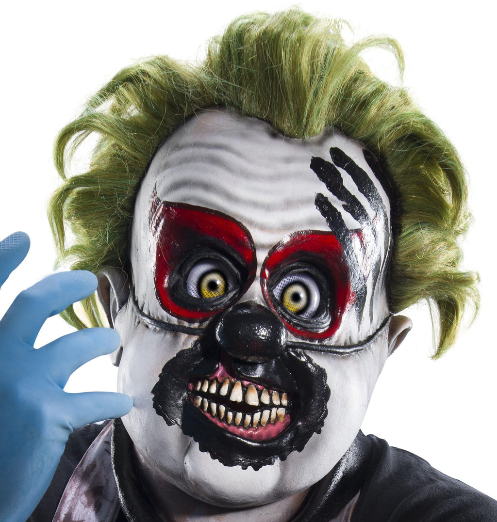 Rubies Inbred Latex Killer Clown Mask With Green Hair by HalloweenStore.com