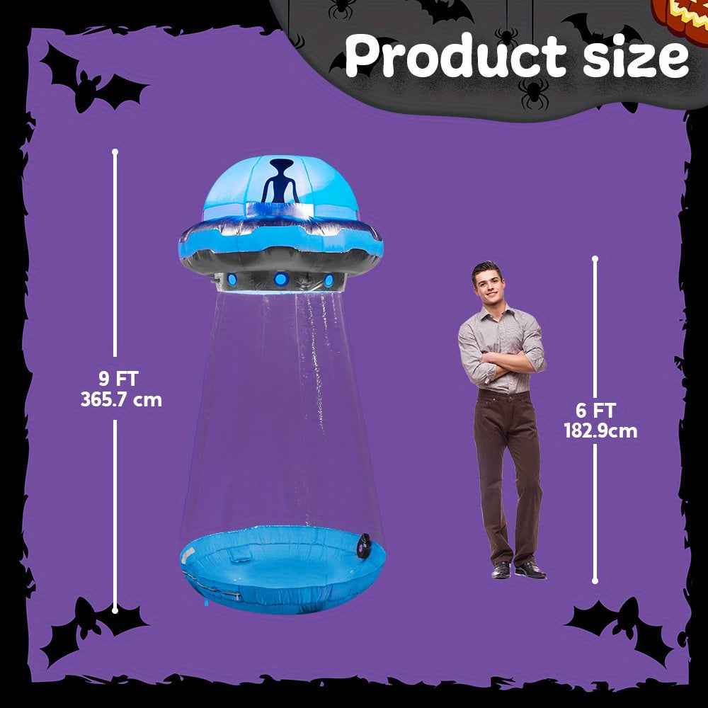 12-Foot Tall Inflatable UFO for Halloween Outdoor Decoration, Featuring LED Lights for Yard Displays