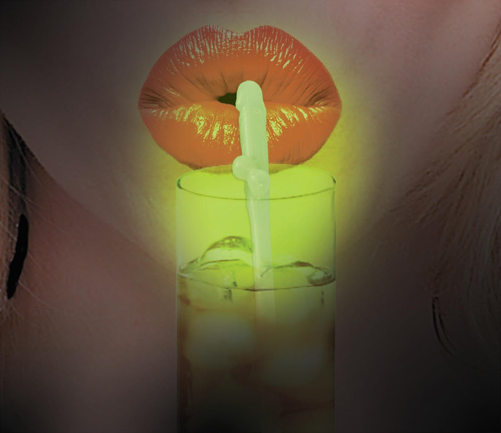 10 Bachelorette Party Glow Penis Sexy Sipping Straws by HalloweenStore.com