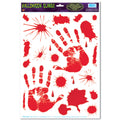 Bloody Halloween Window Clings Stickers Handprints by HalloweenStore.com