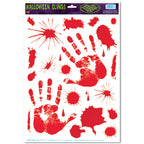 Bloody Halloween Window Clings Stickers Handprints by HalloweenStore.com