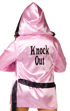 Knockout! Pink Boxer Robe & Boxing Gloves Adult Costume Set by HalloweenStore.com