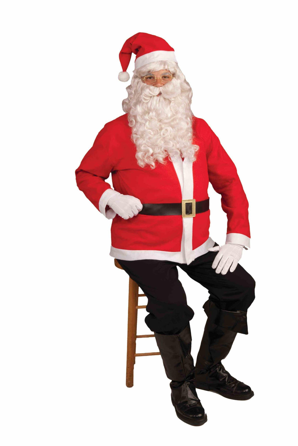 Red Santa Clause Jacket Set Adult Costume by HalloweenStore.com