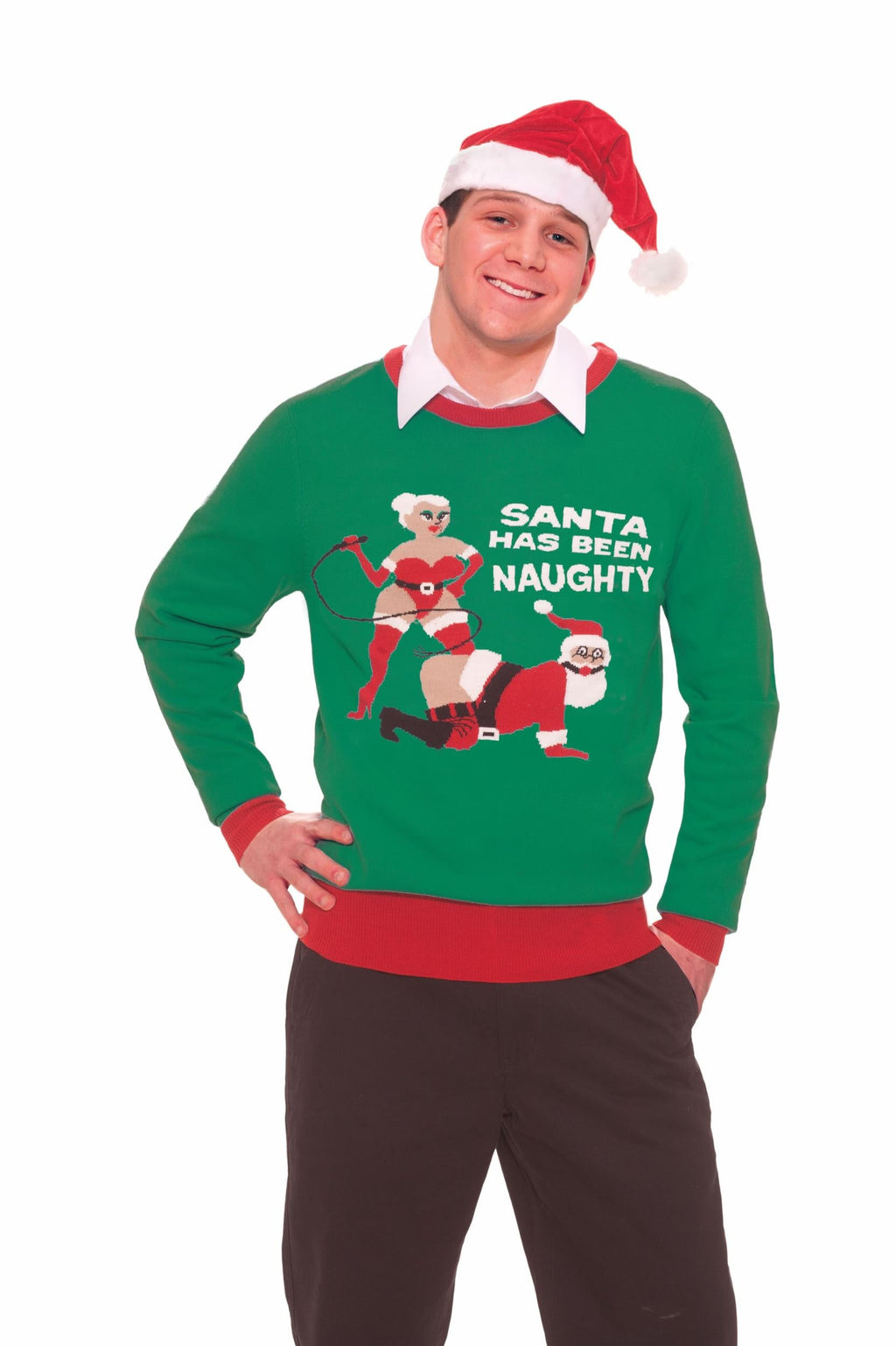 Ugly Christmas Sweater Funny Naughty Santa Unisex Holiday Size X-Large by HalloweenStore.com