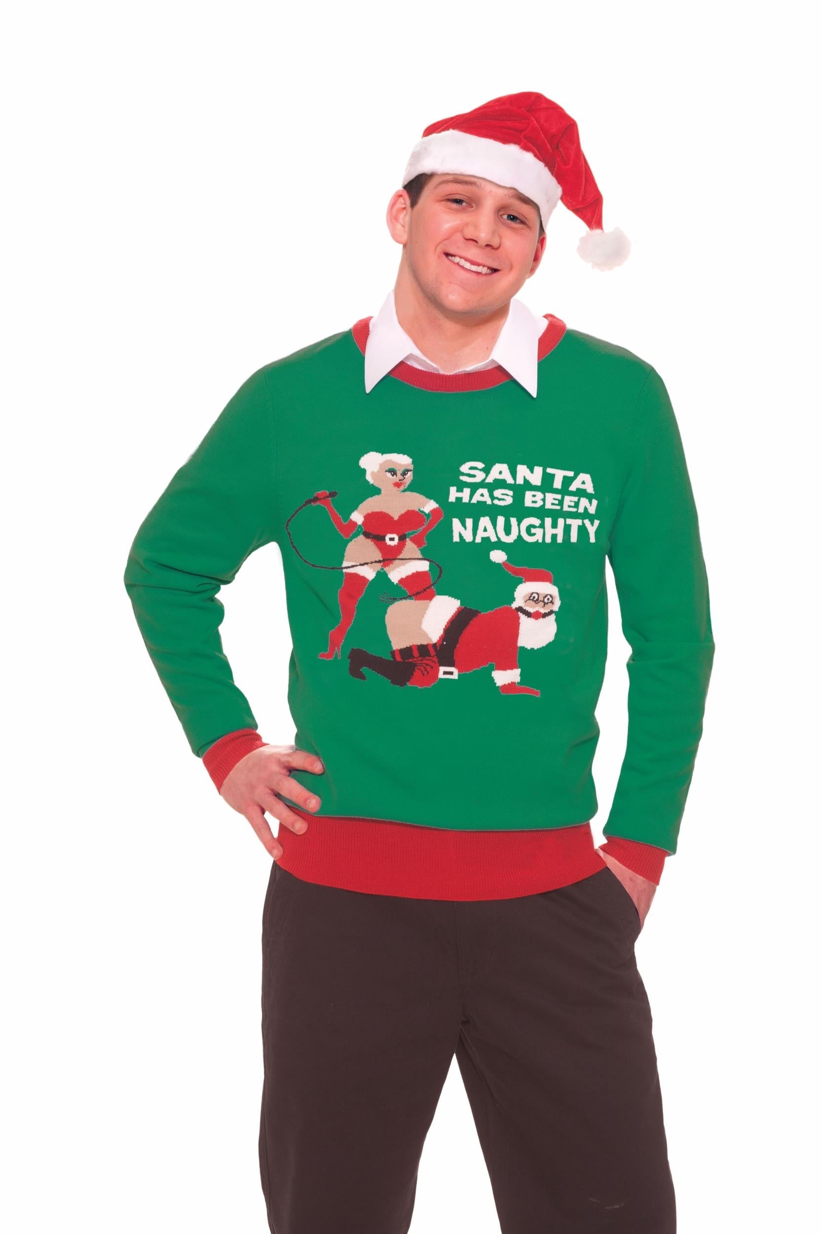 Ugly Christmas Sweater Funny Naughty Santa Unisex Holiday Size X-Large by HalloweenStore.com