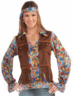 Female Hippie Groovy Shirt, Vest, Headband Set by HalloweenStore.com