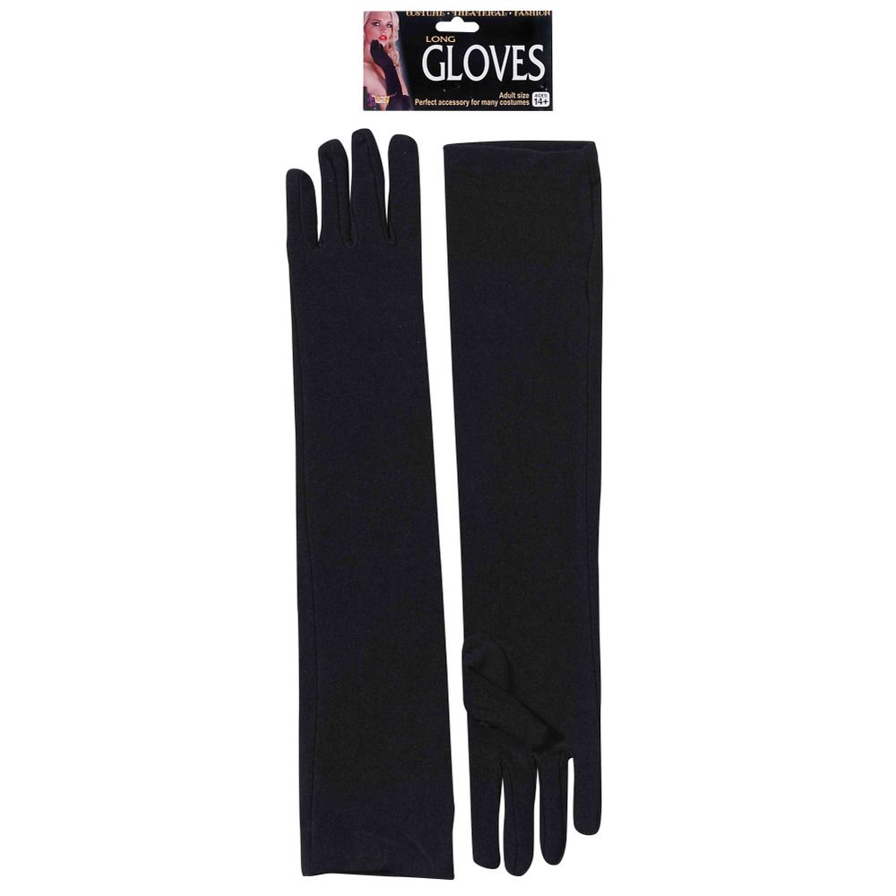 Long Nylon Elbow Theatrical Formal Black Gloves Adult Costume Accessory by HalloweenStore.com