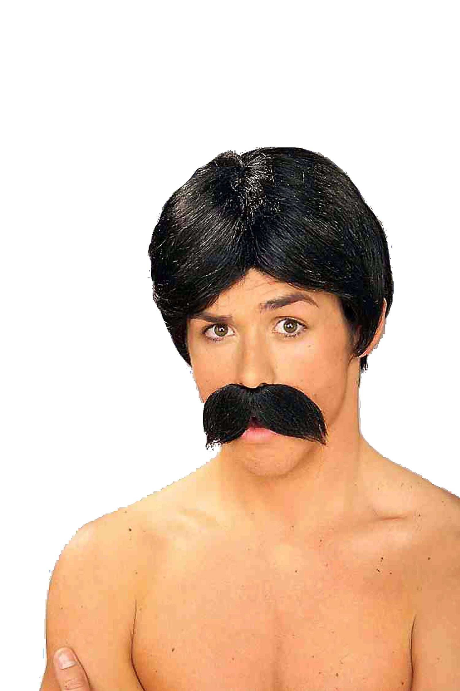 Forum Novelties Men's Burt The Bandit Novelty Black Wig and Mustache by HalloweenStore.com