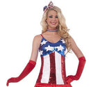 Sexy Patriotic Sparkle July 4th American Flag Sequin Flapper Costume Dress XS/S by HalloweenStore.com