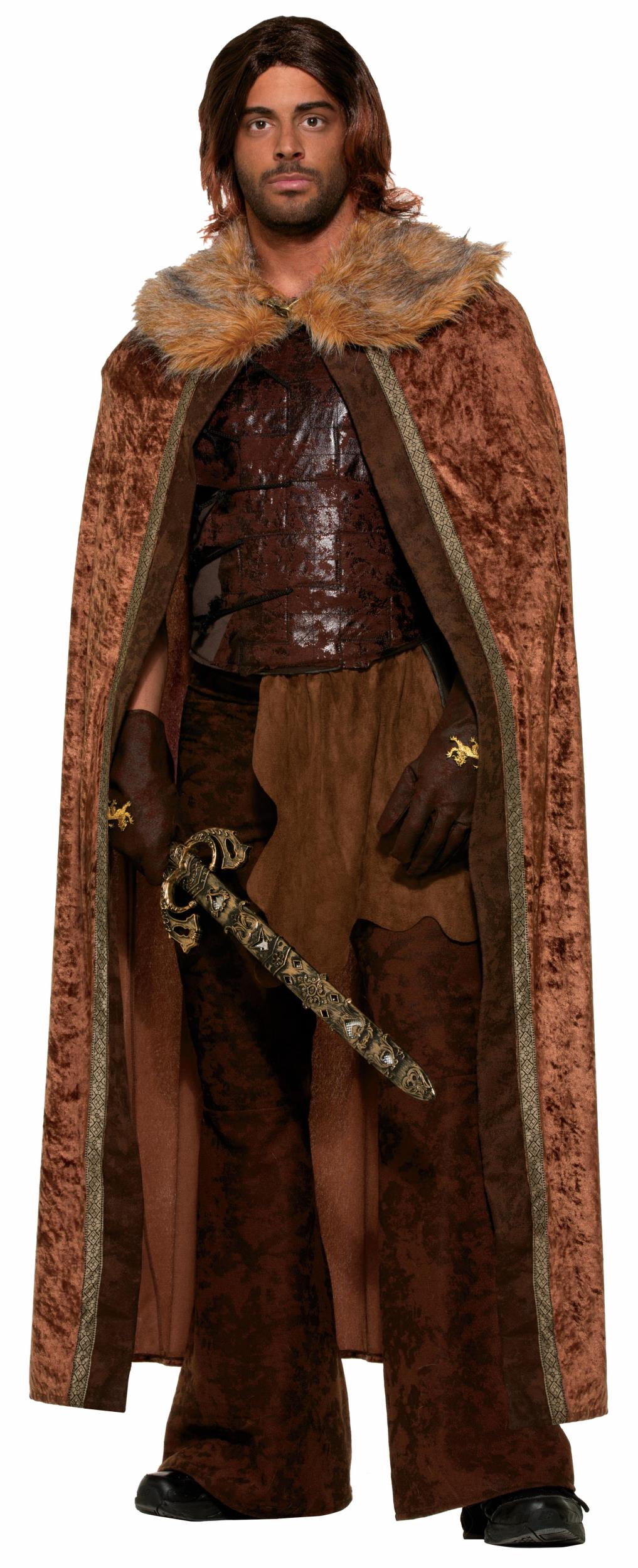 Faux Fur Trimmed Brown Adult Medieval Costume Cape by HalloweenStore.com