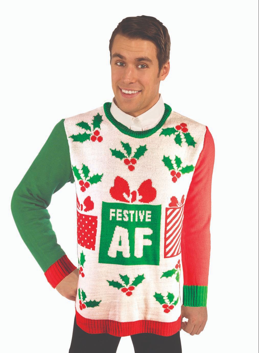 Forum Novelties Festive AF Ugly Christmas Sweater Size Large by HalloweenStore.com